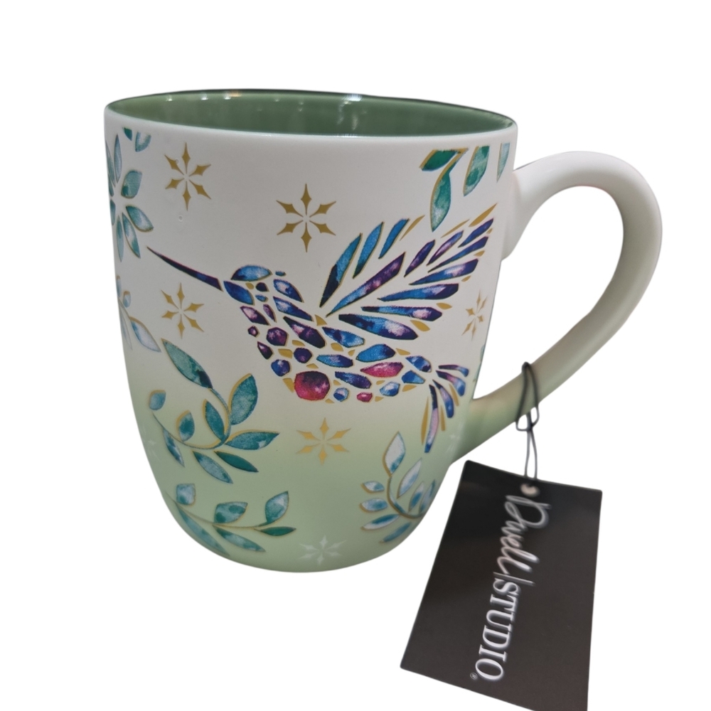 💚🔹️Dwell Studio 🔹️Hummingbird Mug - Green and White